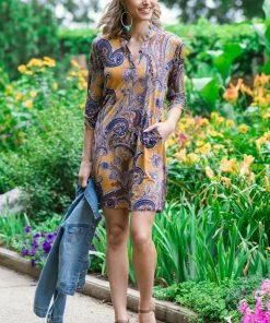 Honey Me Mustard Multicolor Paisley Print Dress Dresses