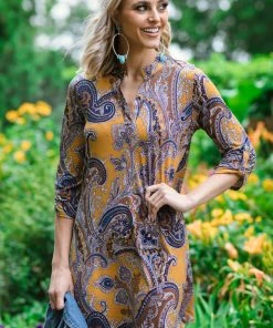 Honey Me Mustard Multicolor Paisley Print Dress Dresses