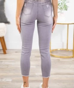 Bottoms YMI Light Grey Distressed Jogger Jean 8 Bottoms YMI Light Grey Distressed Jogger Jean