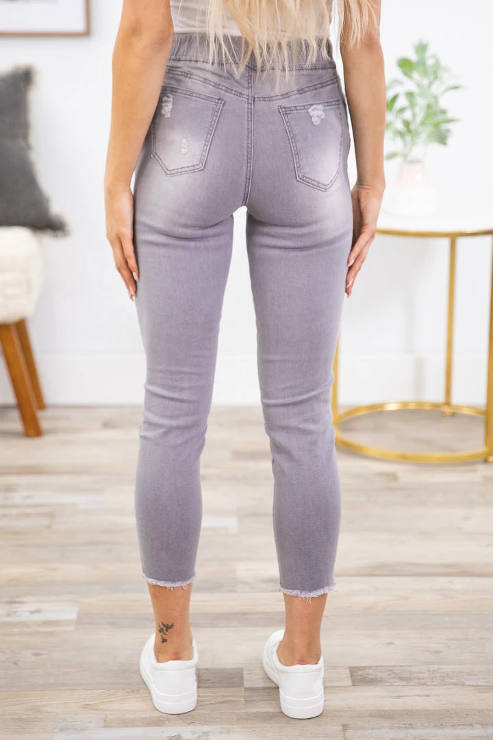 Bottoms YMI Light Grey Distressed Jogger Jean 5 Bottoms YMI Light Grey Distressed Jogger Jean