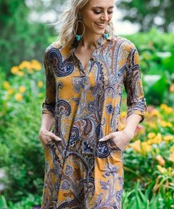 Honey Me Mustard Multicolor Paisley Print Dress Dresses