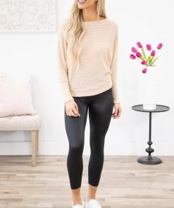 Reborn J Cream Dolman Sleeve Boatneck Long Sleeve Top