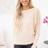 Reborn J Cream Dolman Sleeve Boatneck Long Sleeve Top