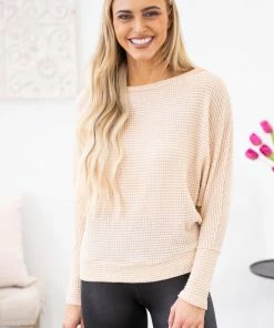 Reborn J Cream Dolman Sleeve Boatneck Long Sleeve Top