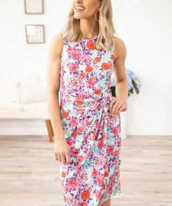 DRESS CODE Mint And Pink Floral Print Midi Dress Dresses 7 DRESS CODE Mint And Pink Floral Print Midi Dress Dresses