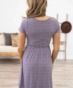 Tua Fashion, INC. Lavender Polka Dot Print Short Sleeve Dress