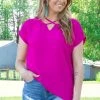 Vanilla Bay Fuchsia Criss-Cross Front Top Tops