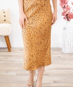 Vanilla Bay Bottoms Cinnamon And Black Animal Print Midi Skirt