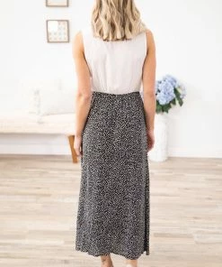 Haptics Dresses White And Black Animal Print Skirt Maxi Dress