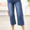 Zenana Dark Wash Raw Hem Cropped Jeans Bottoms 1 Zenana Dark Wash Raw Hem Cropped Jeans Bottoms