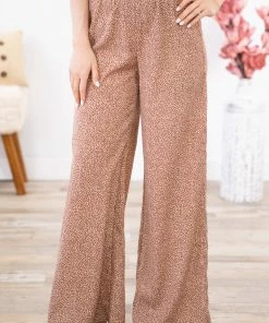 Mittoshop Chestnut Animal Print Wide Leg Pants