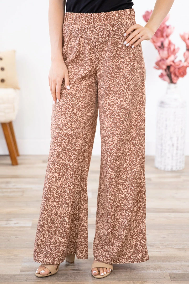 Mittoshop Chestnut Animal Print Wide Leg Pants 3 Mittoshop Chestnut Animal Print Wide Leg Pants