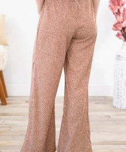 Mittoshop Chestnut Animal Print Wide Leg Pants