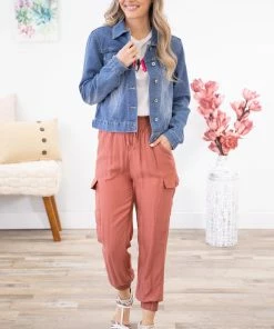 Mittoshop Bottoms Terra Cotta Satin Utility Jogger Pant