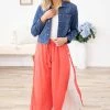 TOUCH USA Coral And White Pull On Pants Bottoms