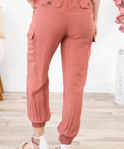 Mittoshop Bottoms Terra Cotta Satin Utility Jogger Pant