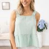 Very J Mint Ruffle Trim Drop Waist Tank Tops