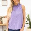 Glam LA Apparel Lavender Ruffle Trim High Neck Tank TANK TOPS 1 Glam LA Apparel Lavender Ruffle Trim High Neck Tank TANK TOPS