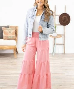 HyFve Bottoms Blush Tiered Pull On Palazzo Pant