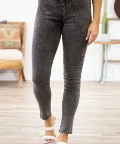 Vocal Apparel Bottoms Charcoal Acid Wash Pull On Leggings
