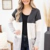 Staccato Charcoal Colorblock Cable Knit Cardigan LONG SLEEVES