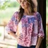 Andree By Unit Blush Multicolor Floral Patchwork Print Top Tops