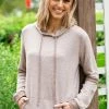 Twenty Second Tops Mocha Fuzzy Knit Hooded Top