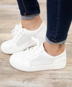 Fortune Dynamic White Perforated Thick Sole Sneakers Shoes
