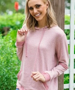 Twenty Second Dusty Rose Fuzzy Knit Hooded Top