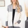 Staccato Charcoal And Ivory Striped Colorblock Cardigan