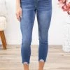 YMI Dark Wash Frayed Hem Skinny Jeans Bottoms 1 YMI Dark Wash Frayed Hem Skinny Jeans Bottoms