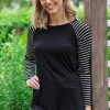 Hailey And Co Black And White Stripe Sleeve Elbow Patch Top 2 Hailey And Co Black And White Stripe Sleeve Elbow Patch Top