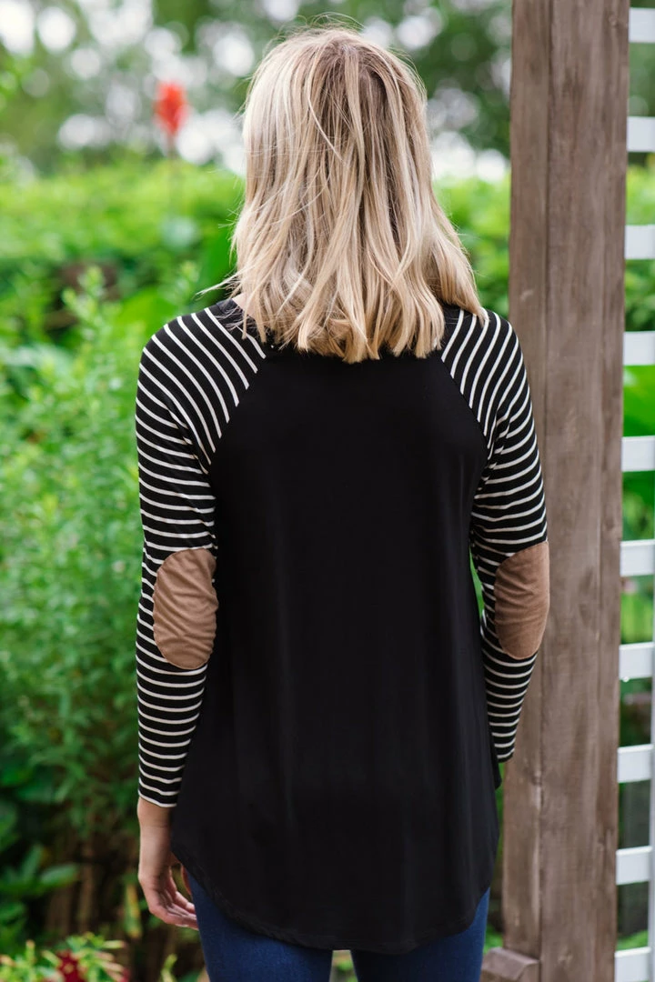 Hailey And Co Black And White Stripe Sleeve Elbow Patch Top 5 Hailey And Co Black And White Stripe Sleeve Elbow Patch Top