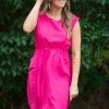 Gilli Hot Pink Tie Waist Knit Dress With Pockets Dresses