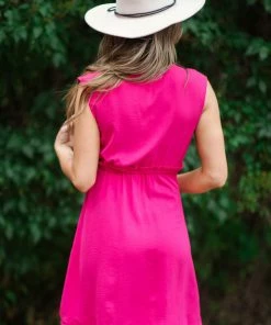 Gilli Hot Pink Tie Waist Knit Dress With Pockets Dresses 7 Gilli Hot Pink Tie Waist Knit Dress With Pockets Dresses
