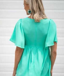 She & Sky Jade Flutter Sleeve V-Neck Tunic Top 7 She & Sky Jade Flutter Sleeve V-Neck Tunic Top