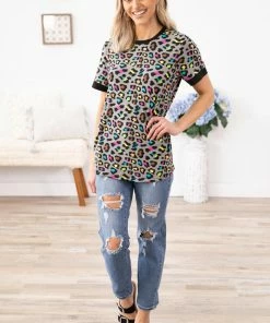 Your Fashion Wholesale Grey Multicolor Animal Print Top Tops
