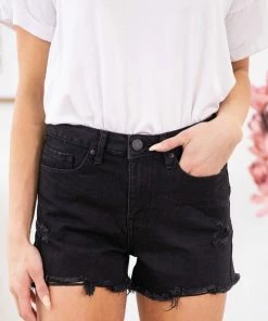 YMI Black Dream Fit Fray Hem Shorts