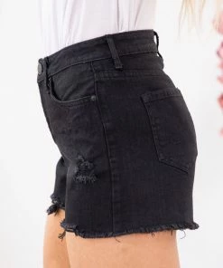 YMI Black Dream Fit Fray Hem Shorts