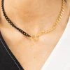 OMG Blings Black And Gold Enamel Chain Necklace Accessories