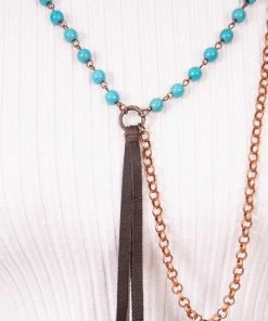 The Jewelry Junkie Turquoise Double Strand Necklace With Tassel
