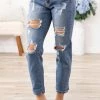 Blue Age Medium Wash Cuffed Boyfriend Fit Jeans