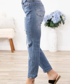 Blue Age Medium Wash Cuffed Boyfriend Fit Jeans