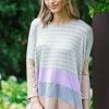 SOL RHR Tan And Lavender Colorblock Stripe Top Tops