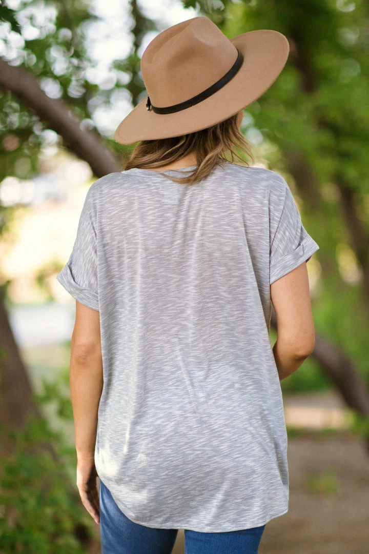 P & Rose Slate Blue Melange Roll Sleeve Top 5 P & Rose Slate Blue Melange Roll Sleeve Top