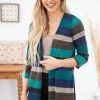Heimish Navy And Teal Multicolor Stripe Cardigan CARDIGANS