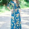 Tua Fashion, INC. Teal And Mustard Floral Maxi Dress