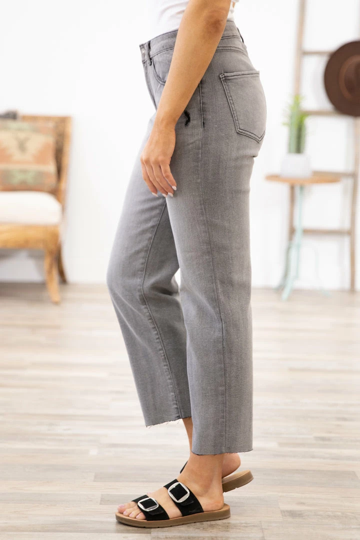 Rewash Charcoal Distressed Straight Leg Ankle Jeans 4 Rewash Charcoal Distressed Straight Leg Ankle Jeans