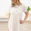 Cherish Beige Short Sleeve T-Shirt Dress Dresses