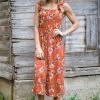 Be Cool Rust Multicolor Floral Print Midi Dress 2 Be Cool Rust Multicolor Floral Print Midi Dress